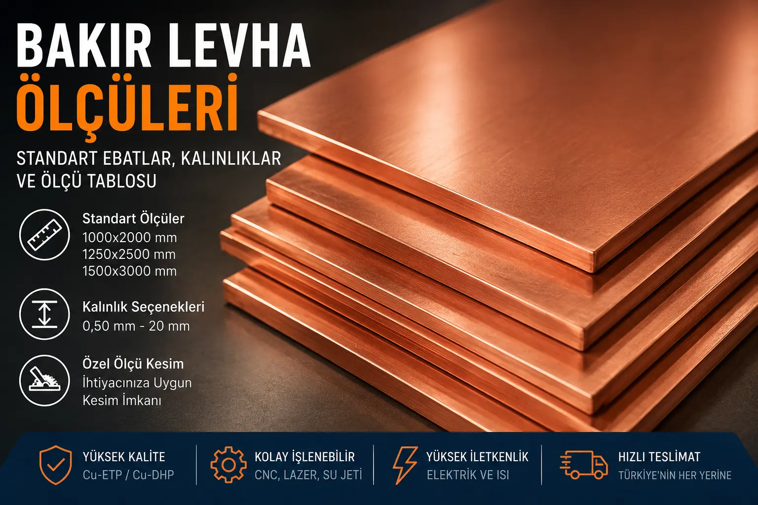 bakır levha ölçüleri